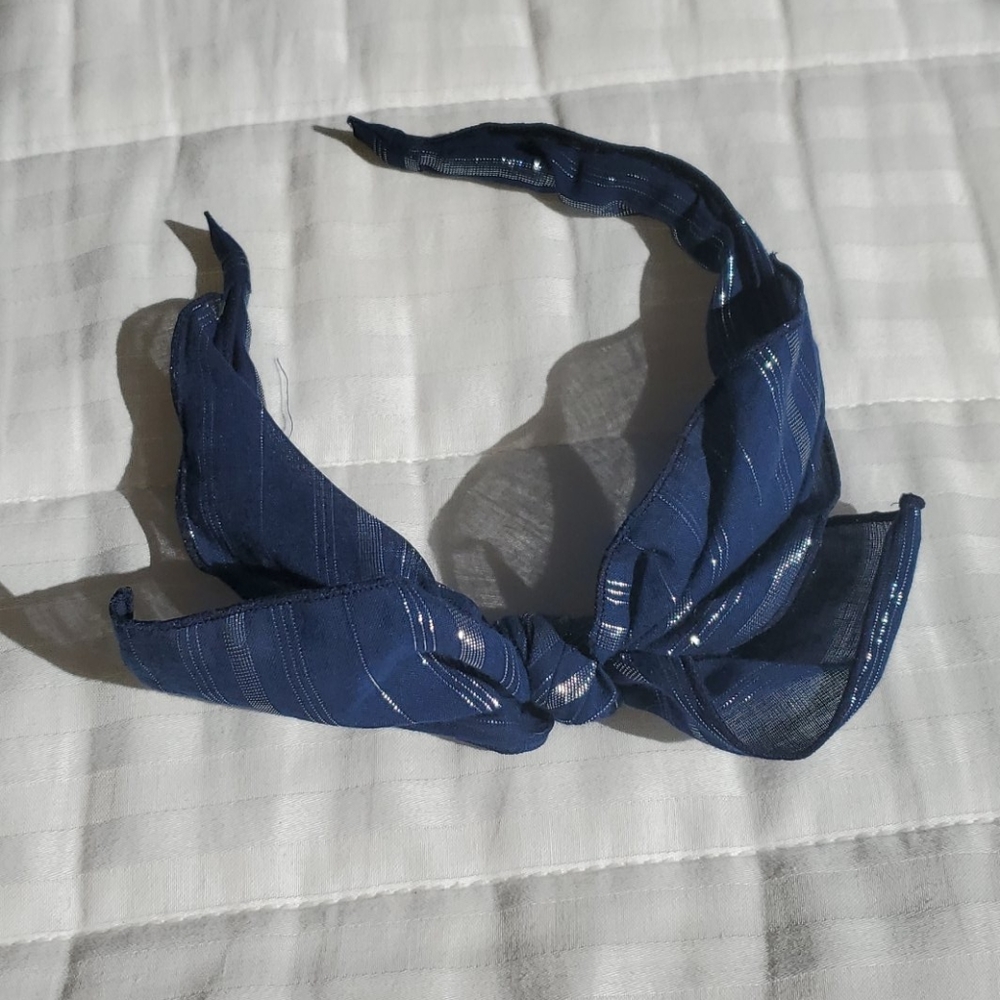 Anthropologie Navy Blue and Silver Headband